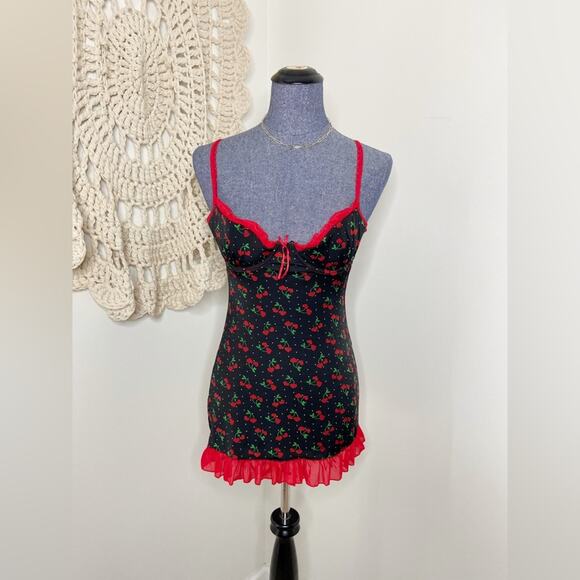 Vintage Other - Vintage Y2K Dollhouse Cherry Girl Chemise Mini Dress Size Small